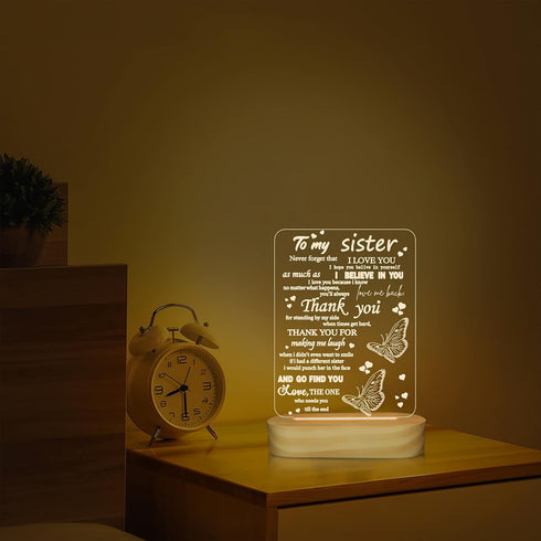 3D I Love You Sister LED Night Light Gift